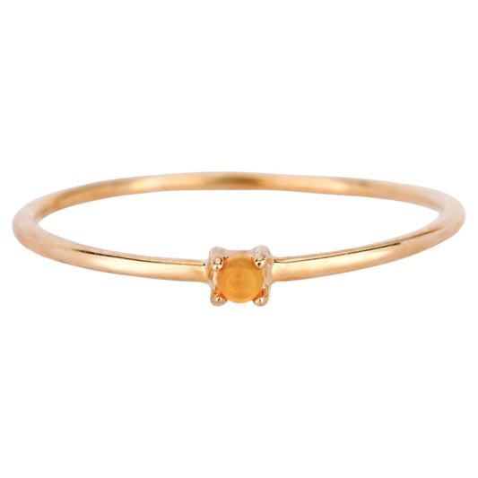 Natural Ethiopian Opal Ring 0.03 Carats 9K Yellow Gold