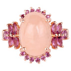 Morganite Ring With Rhodolite Garnet 9.06 Carats Gold Plated Silver