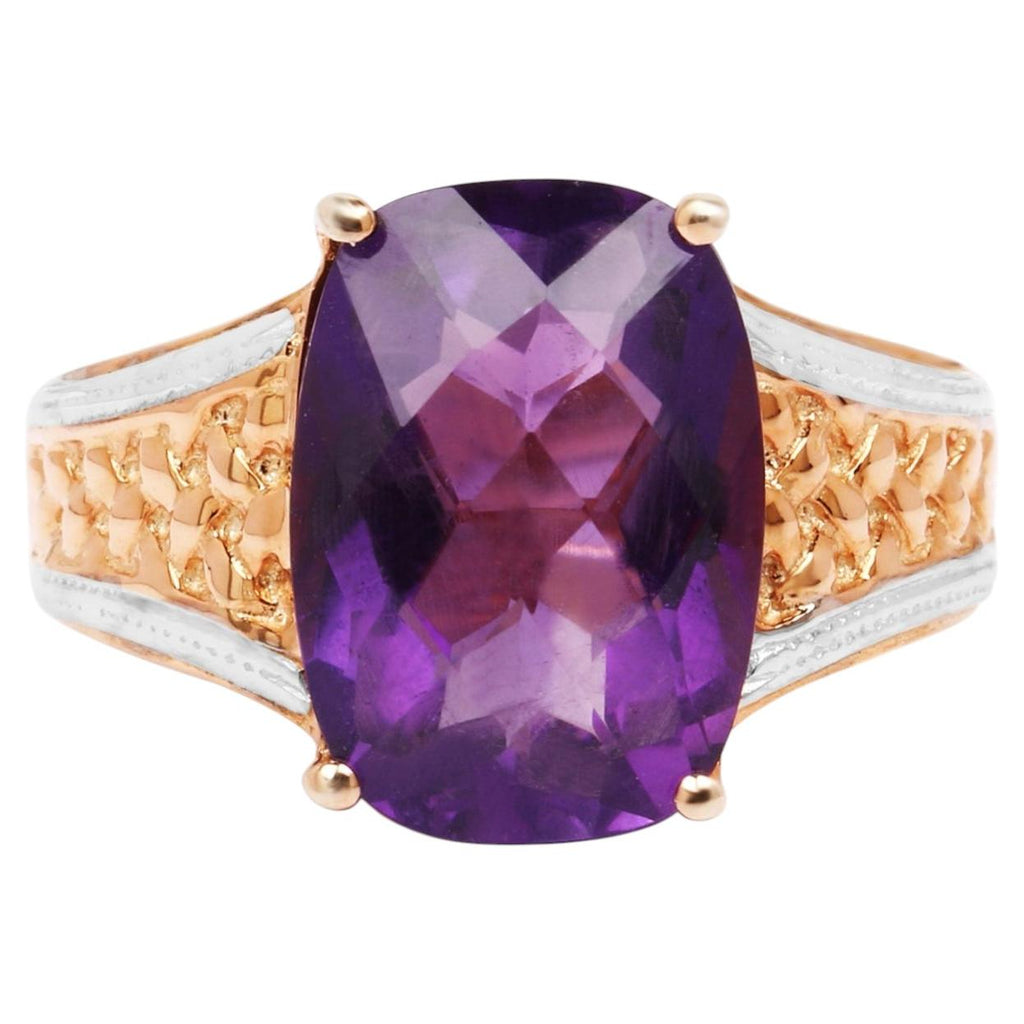 Amethyst Ring 7.56 Carats Gold Plated Silver