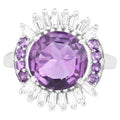 Amethyst Ring With White Topaz 5.16 Carats Sterling Silver