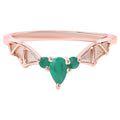 Emerald Bat Ring 0.26 Carats Gold Plated Silver