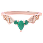 Emerald Bat Ring 0.26 Carats Gold Plated Silver
