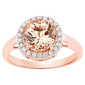 Morganite Ring With Diamonds 1.88 Carats 14K Rose Gold