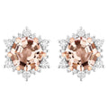 Morganite Stud Earrings With Diamonds 2.1 Carats 14K Rose Gold