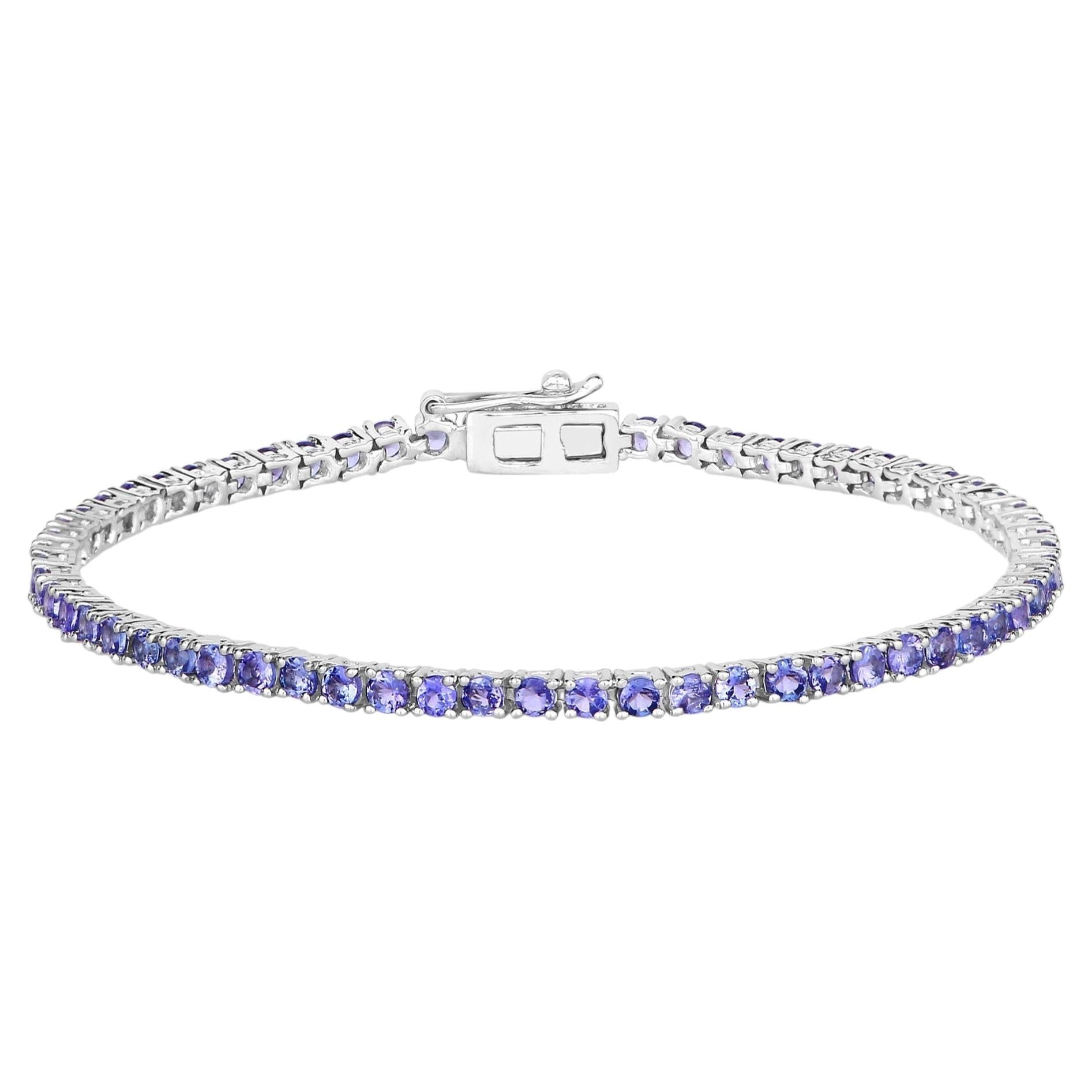 Tanzanite Tennis Bracelet 4.32 Carats Sterling Silver