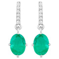 Natural Emerald Earrings With Diamonds 1.46 Carats 10K White Gold
