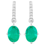 Natural Emerald Earrings With Diamonds 1.46 Carats 10K White Gold