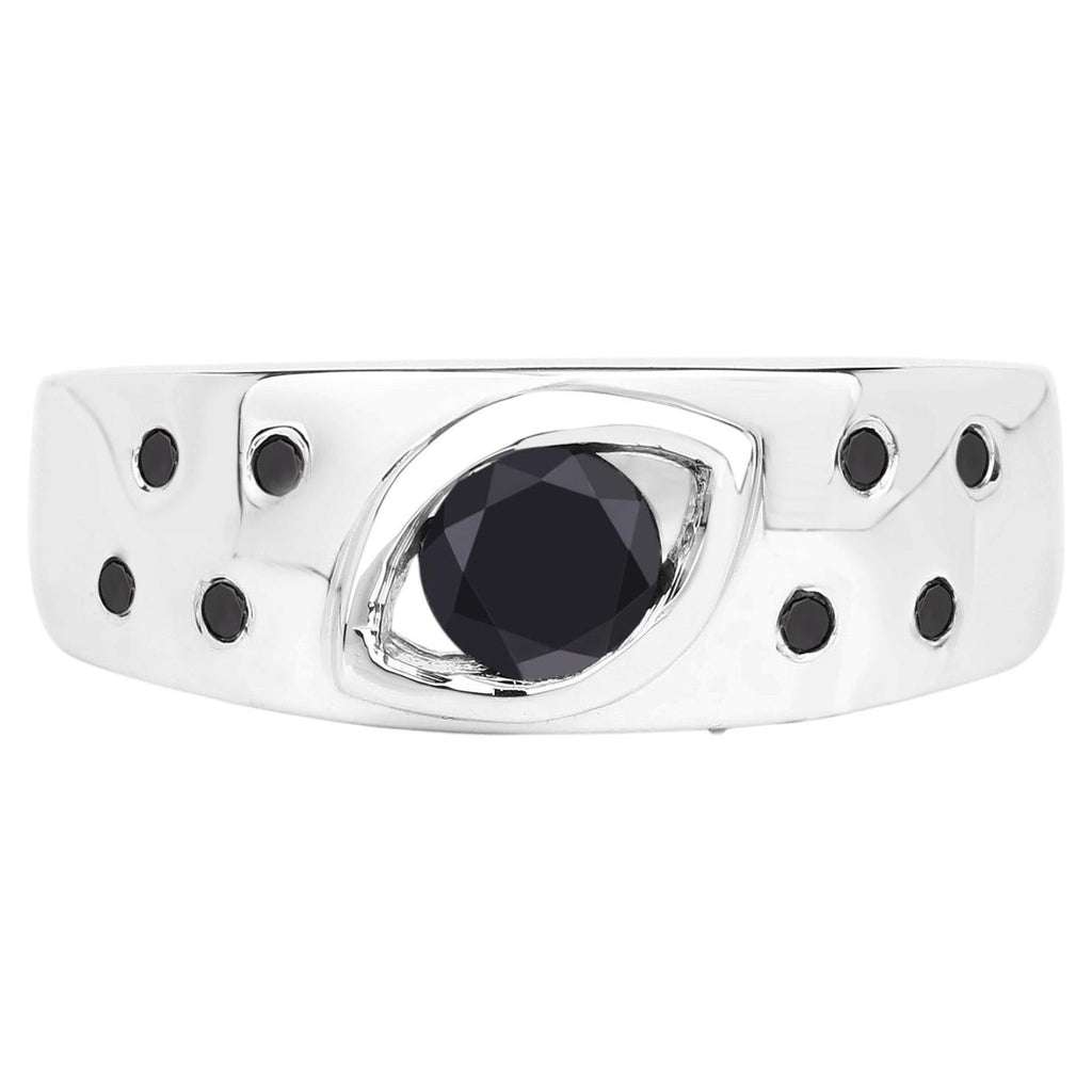 Black Diamond Ring 0.56 Carats Sterling Silver