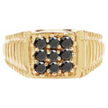 Black Diamond Ring 0.62 Carats Gold Plated Silver