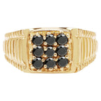 Black Diamond Ring 0.62 Carats Gold Plated Silver