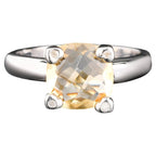 Citrine Ring With Diamonds 3.12 Carats Sterling Silver