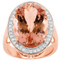 Morganite Ring With Diamonds 12.3 Carats 14K Rose Gold