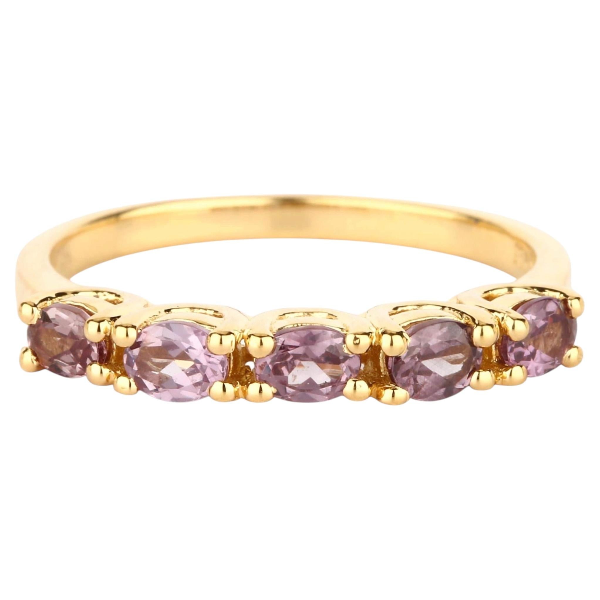 Color Change Garnet Ring 1 Carat Gold Plated Silver