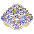 Natural Tanzanite Cocktail Ring 3.60 Carats 14K Yellow Gold Plated Silver