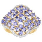 Natural Tanzanite Cocktail Ring 3.60 Carats 14K Yellow Gold Plated Silver