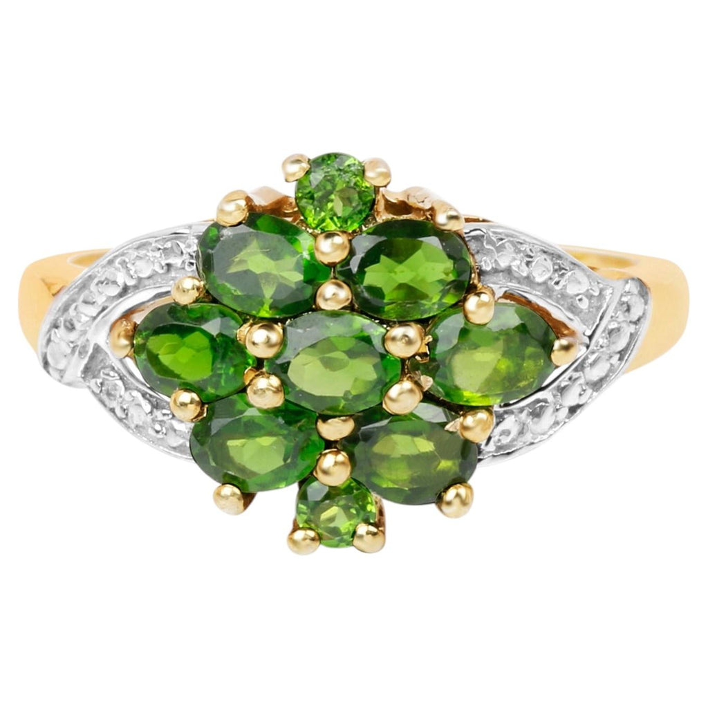 Chrome Diopside Ring 1.44 Carats Gold Plated Silver