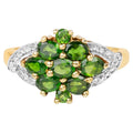 Chrome Diopside Ring 1.44 Carats Gold Plated Silver