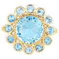 Blue Topaz Ring 6.56 Carats Gold Plated Silver