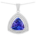 Tanzanite Pendant Necklace Diamonds 3.92 Carats 14K White Gold
