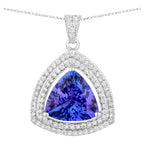 Tanzanite Pendant Necklace Diamonds 3.92 Carats 14K White Gold