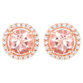 Morganite Stud Earrings With Diamonds 0.9 Carats 14K Rose Gold