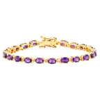 Amethyst Tennis Bracelet 7.96 Carats Gold Plated Silver