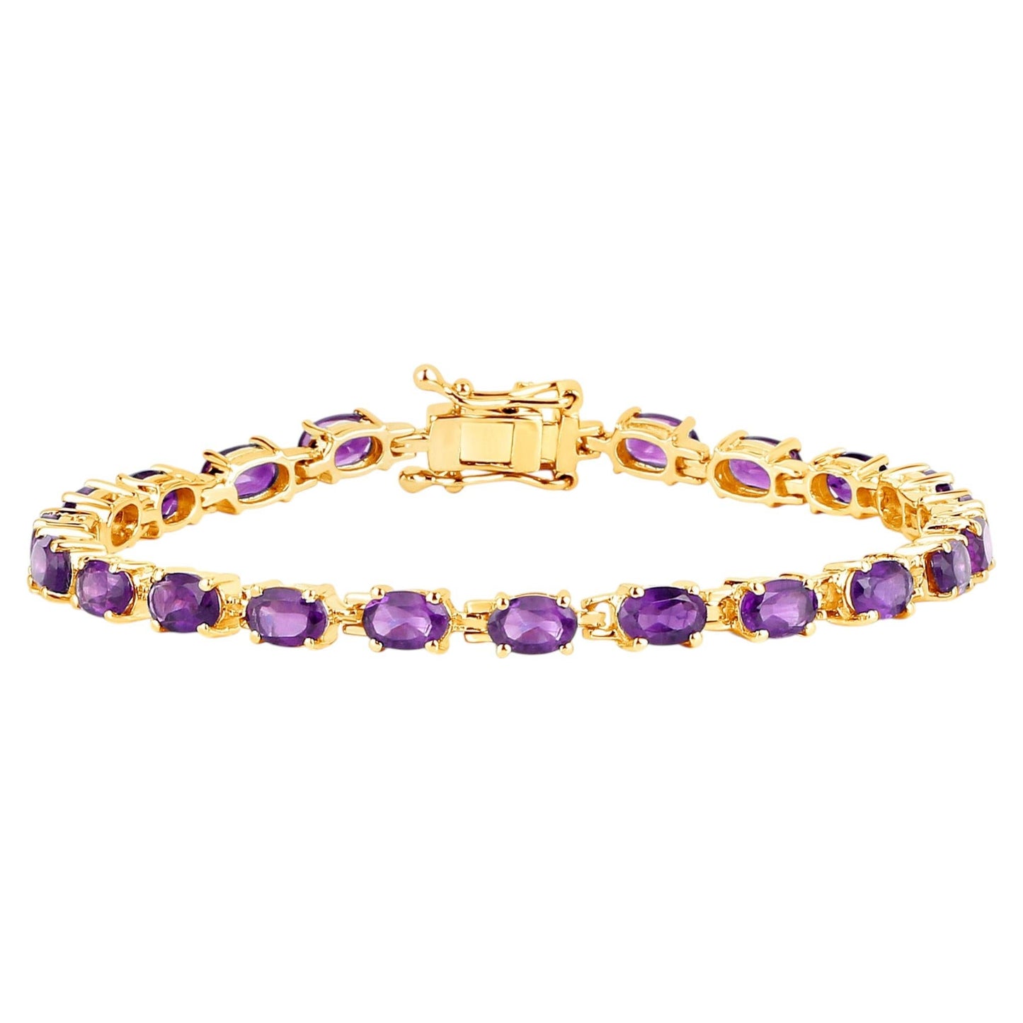 Amethyst Tennis Bracelet 7.96 Carats Gold Plated Silver