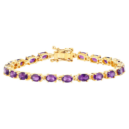Amethyst Tennis Bracelet 7.96 Carats Gold Plated Silver