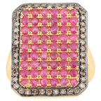 Ruby Ring With Diamonds 3.1 Carats Gold Plated Silver