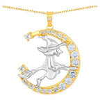 Blue Topaz Witch Pendant With White Topaz 1.24 Carats Gold Plated Silver