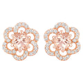 Morganite Stud Earrings With Diamonds 0.58 Carats 14K Rose Gold