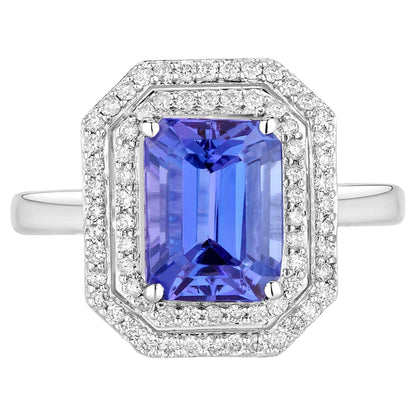 Tanzanite Ring Diamonds 3.3 Carats 14K White Gold