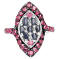 Blue Sapphire Ring With Ruby 1.74 Carats Sterling Silver