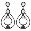 Blue Topaz Earrings With Black Spinel 8.78 Carats Sterling Silver