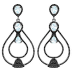 Blue Topaz Earrings With Black Spinel 8.78 Carats Sterling Silver