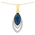 Blue Sapphire Pendant With Diamonds 1.38 Carats 14K Yellow Gold