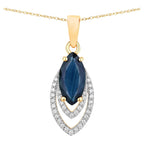 Blue Sapphire Pendant With Diamonds 1.38 Carats 14K Yellow Gold