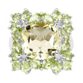 Lemon Quartz Ring With Peridot 9.32 Carats Sterling Silver