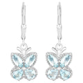 Aquamarine Butterfly Earrings 1.74 Carats Sterling Silver