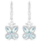 Aquamarine Butterfly Earrings 1.74 Carats Sterling Silver