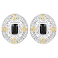 Blue Sapphire Earrings Diamonds 0.90 Carats 18K Yellow Gold Plated Silver
