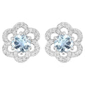 Aquamarine Earrings With Diamonds 0.58 Carats 14K White Gold