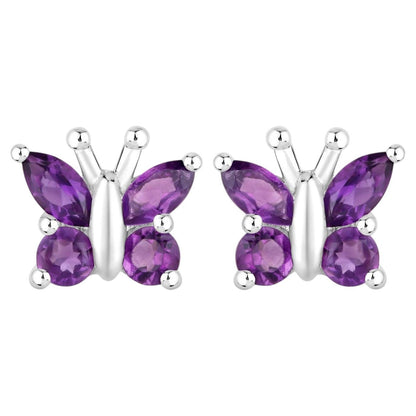 Amethyst Butterfly Earrings 0.98 Carats Sterling Silver
