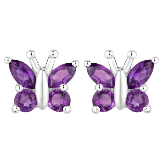 Amethyst Butterfly Earrings 0.98 Carats Sterling Silver