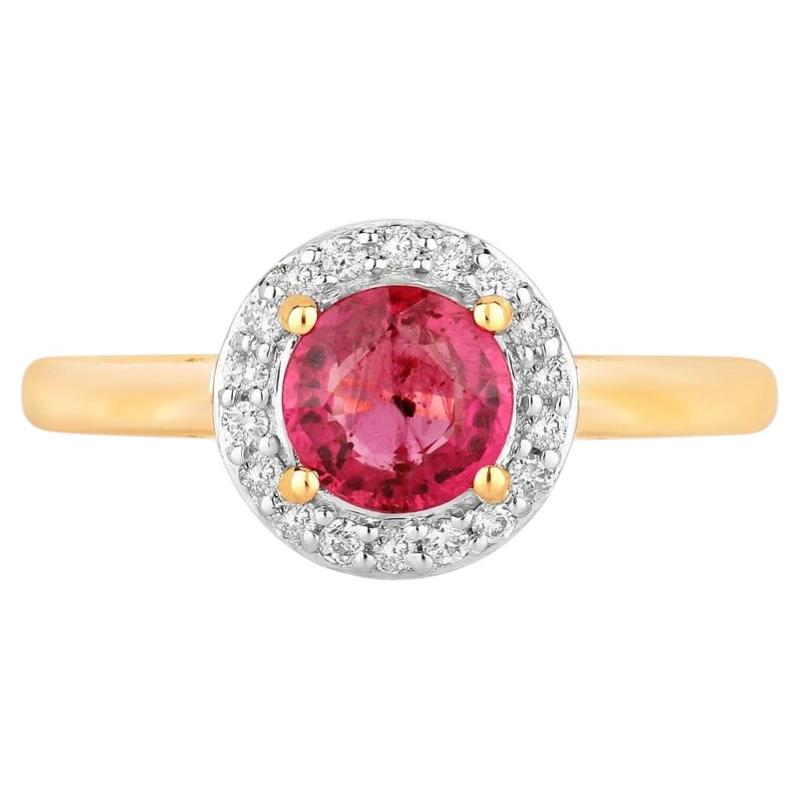 Ruby Ring With Diamonds 1.08 Carats 14K Yellow Gold