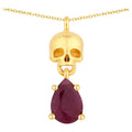 Ruby Skull Pendant 0.84 Carats Gold Plated Silver