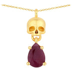 Ruby Skull Pendant 0.84 Carats Gold Plated Silver