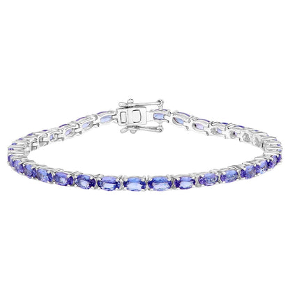 Tanzanite Tennis Bracelet 8.74 Carats Sterling Silver