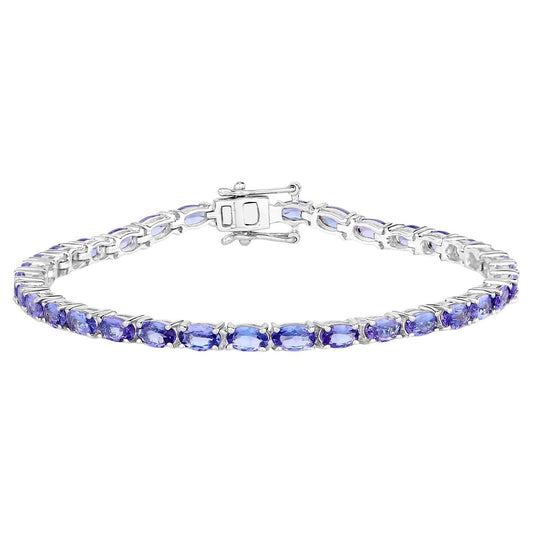 Tanzanite Tennis Bracelet 8.74 Carats Sterling Silver