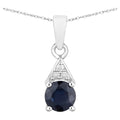 Blue Sapphire Pendant With Diamonds 0.86 Carats 10K White Gold